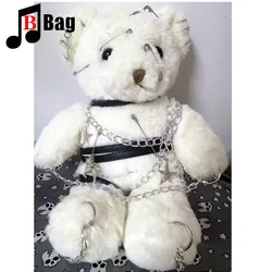 Y2K Girl Gothic Lolita bear bag sickly sanguinary chain Doll Bag Women Personality shoulder bag Halloween Cosplay Blood punk bag