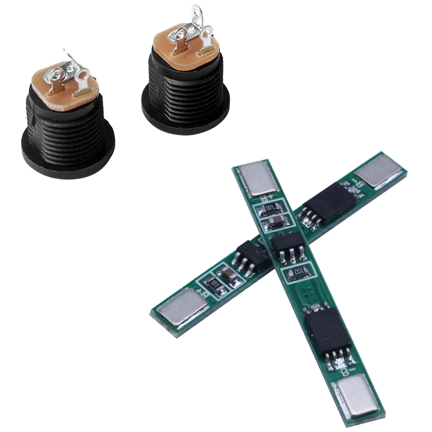 10 Pcs Panel Mount 2.1X5.5mm Power Jack DC Socket & 10 Pcs 1S 3.7V 4A Li-Ion BMS PCM 18650 Battery Protection Board