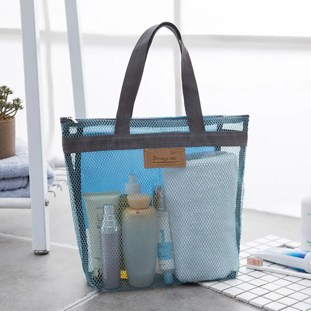 Beach Bag Minimalist Large Capacity Mesh Beach Bag Versatile Storage Pouch Bathroom Toiletries Bag Travel Casual Tote Bag