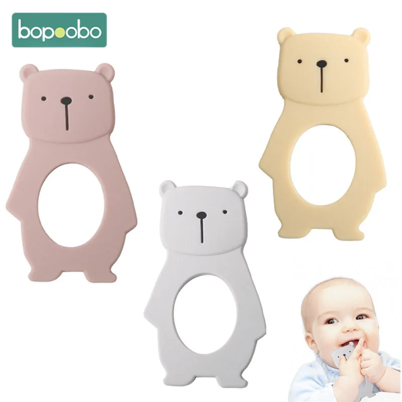 

1PC Silicone Teether Baby Bear Shape Teether Toy Ring Baby Shower Gift BPA Free Food Grade Children's Teething Toys Baby Stuff