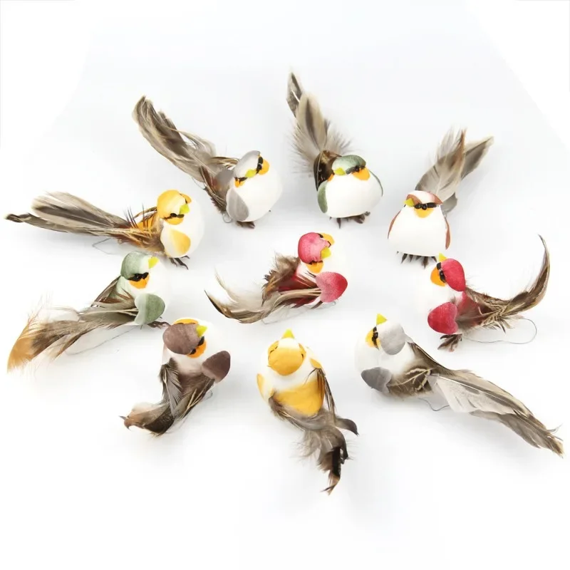 

12Pcs Artificial Birds Fake Foam Animal Simulation Feather Birds Models DIY Wedding Home Garden Ornament Yard Decoration