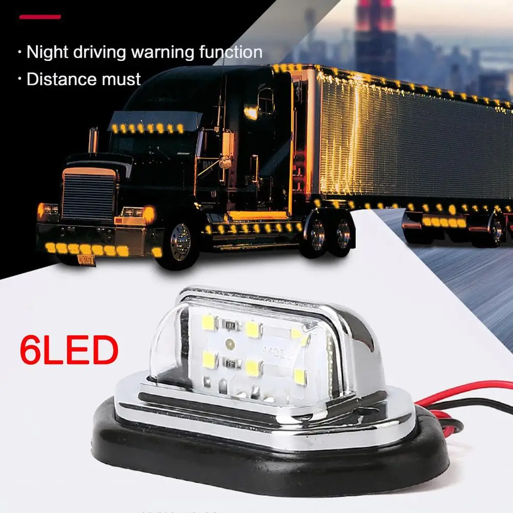 6 LED Car License Plate Light 12V-24V Waterproof White Taillight Van Trailer Truck Plate Boats Lamp SUV Licens RV Accessory S5B0