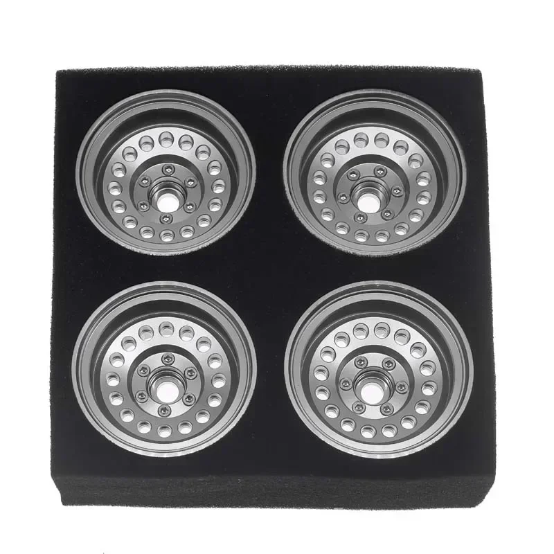 Lot de 4 jantes Beadlock RC de 1,9 pouce avec déport de -8 mm et moyeu de roue pour voiture RC 1:10 Crawler Axial SCX10 II 90046 SCX10 III AXI03007 TRX4