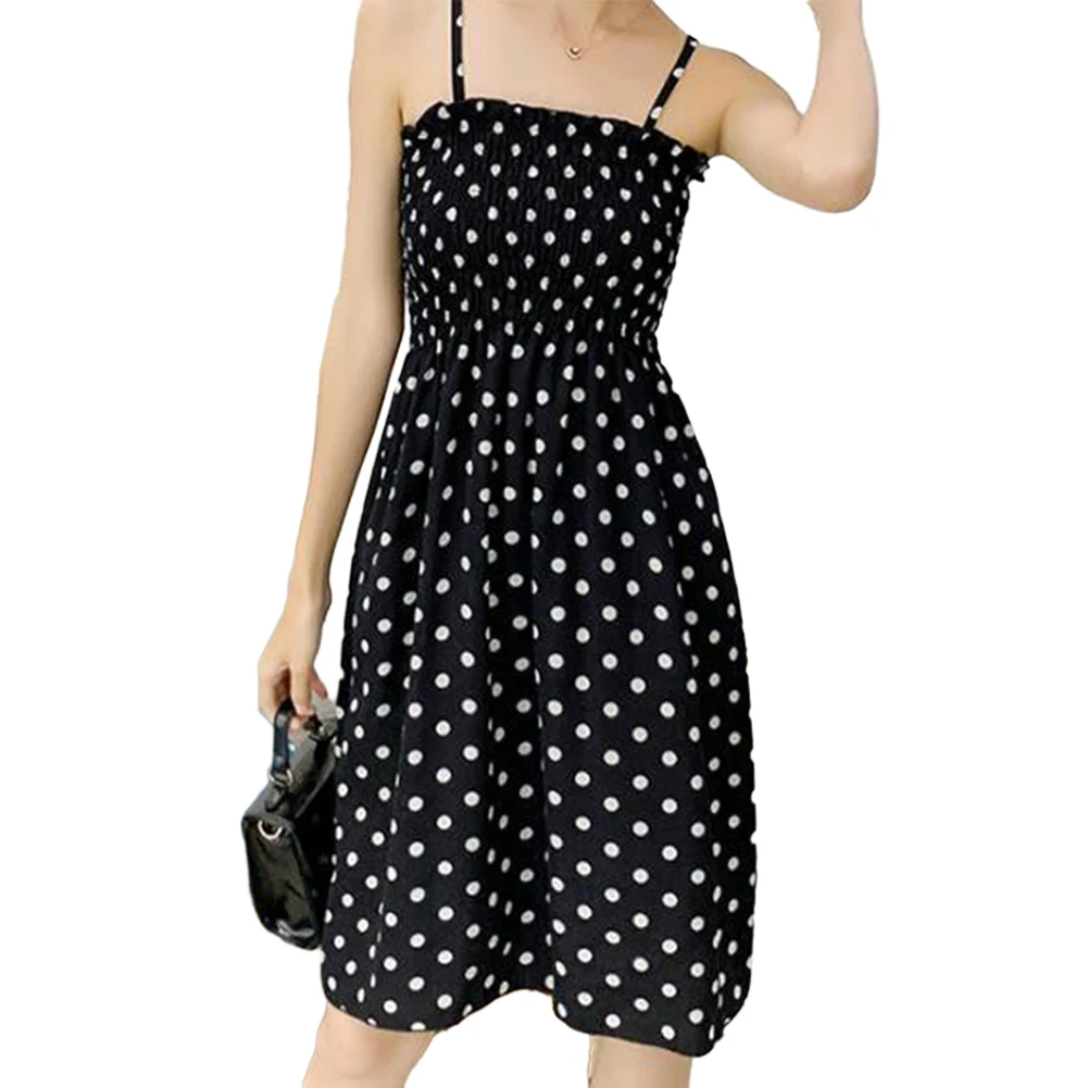 스타일리시 여성 스트랩 플로럴 쉬폰 원피스, 캐쥬얼 2024 신상, 직송