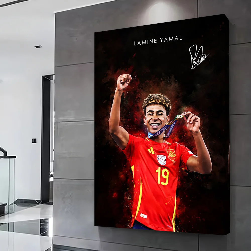 Lamine Yamal - Spanish Footballer Poster Customizable Printed Canvas Painting Wall Art Gift for Modern Living Room Pictures Arts