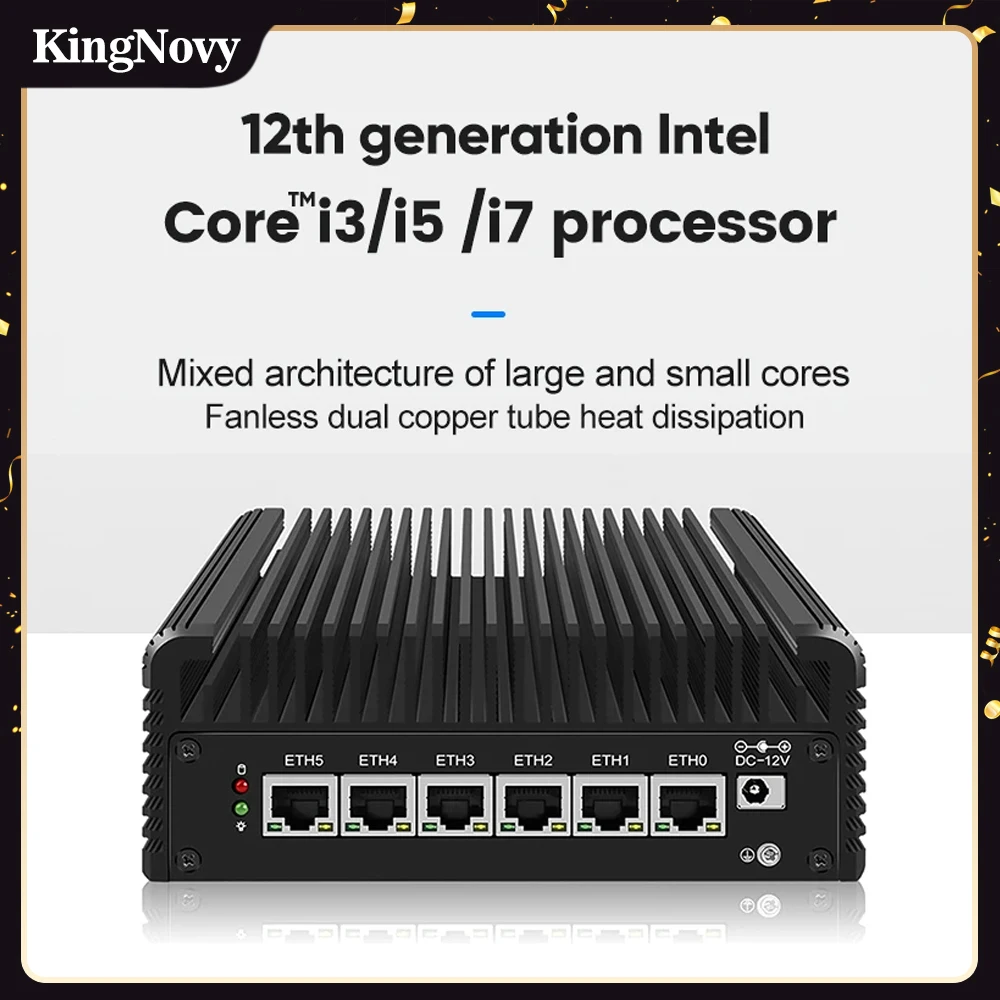 

12th Gen Alder Lake 2.5G Soft Router Intel i7 1265U i5 1235U i3 8505 6x Intel i226-V Fanless Mini PC Firewall Appliance Proxmox