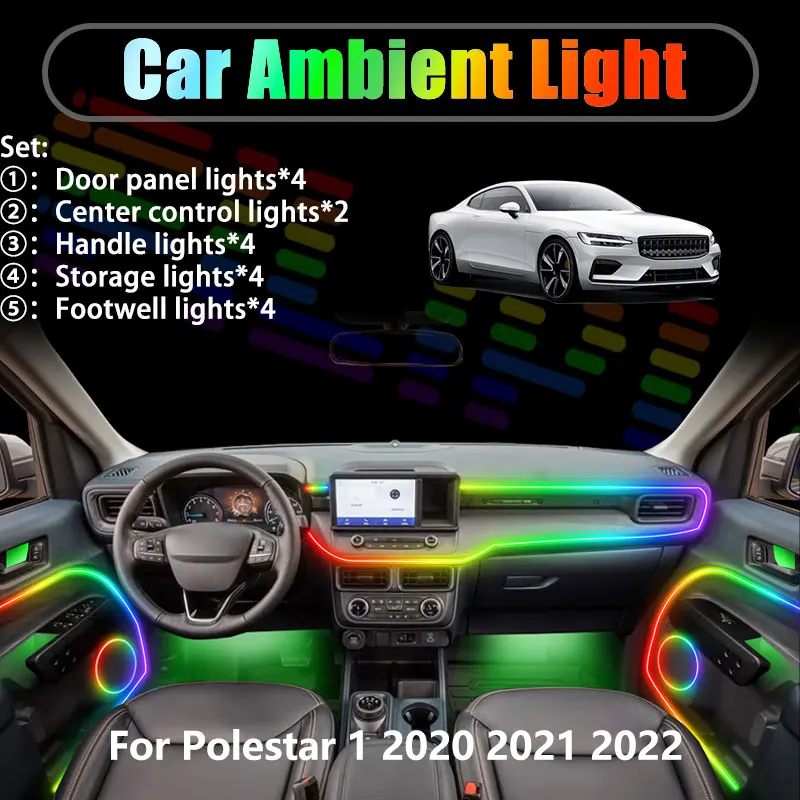 

Для Polestar 1 2020 2021 2022: Комплект светодиодной подсветки салона и багажника 2/18 в 1, USB RGB, аксессуары для интерьера автомобиля