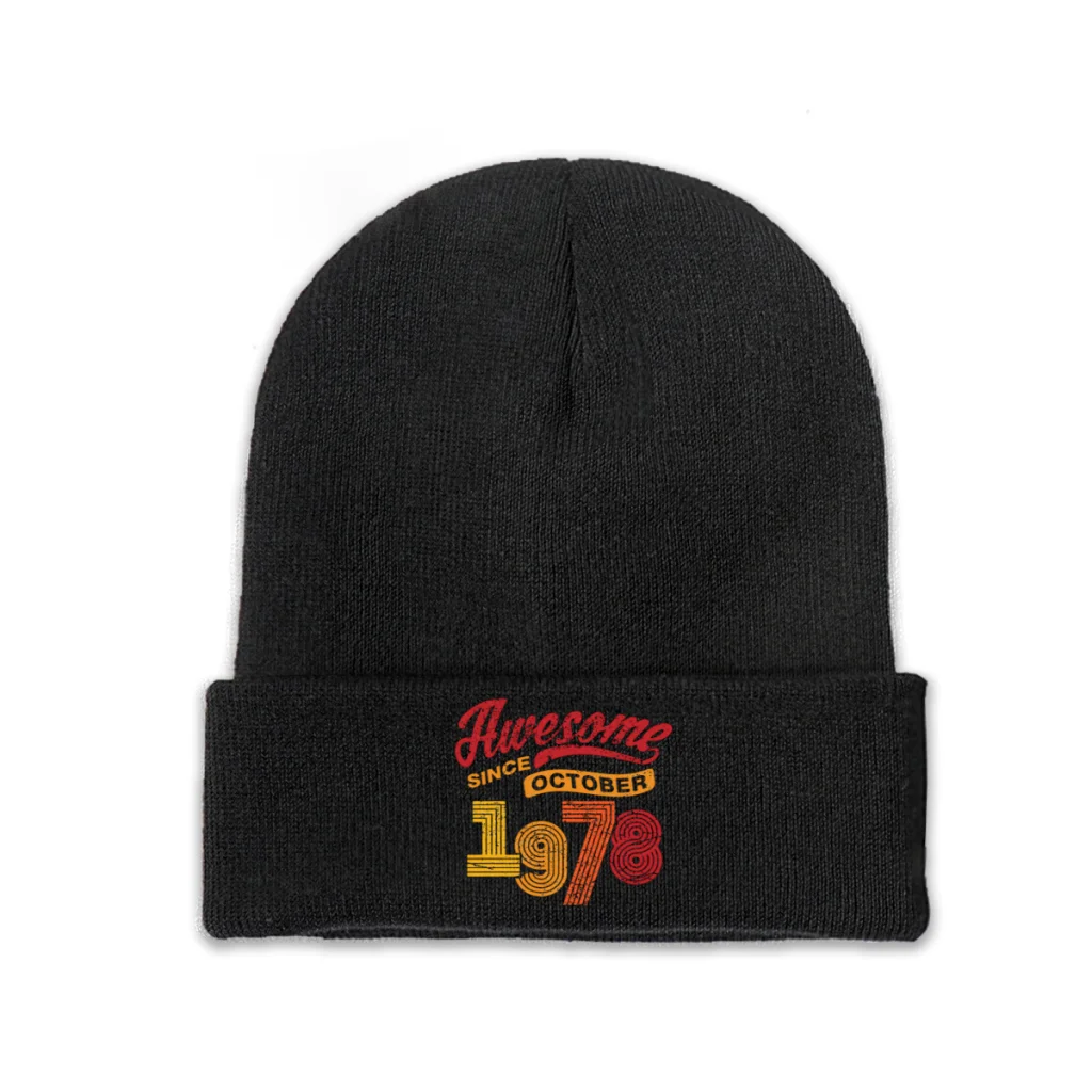 

1981 Anniversary Skullies Beanies Caps Awesome Since October 1978 Knitted Winter Warm Bonnet Hats Unisex Ski Cap