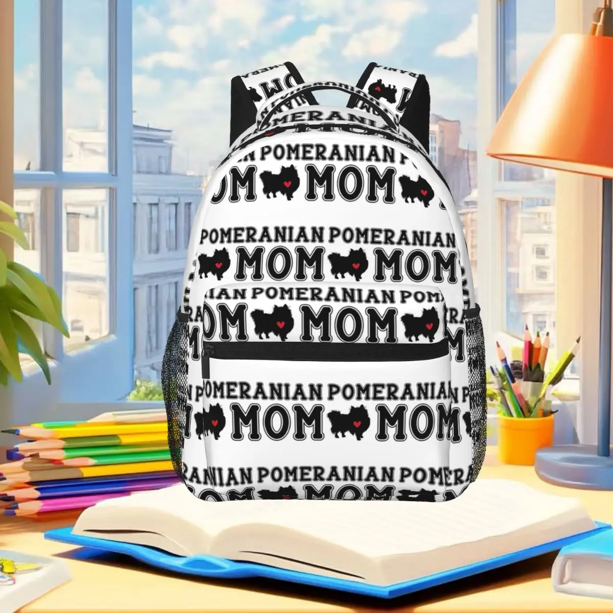 

Рюкзак для мамы и студента с померанским шпицем, школьная сумка, походный дорожный рюкзак для мужчин и женщин, модная сумка для книг, сумки на плечо