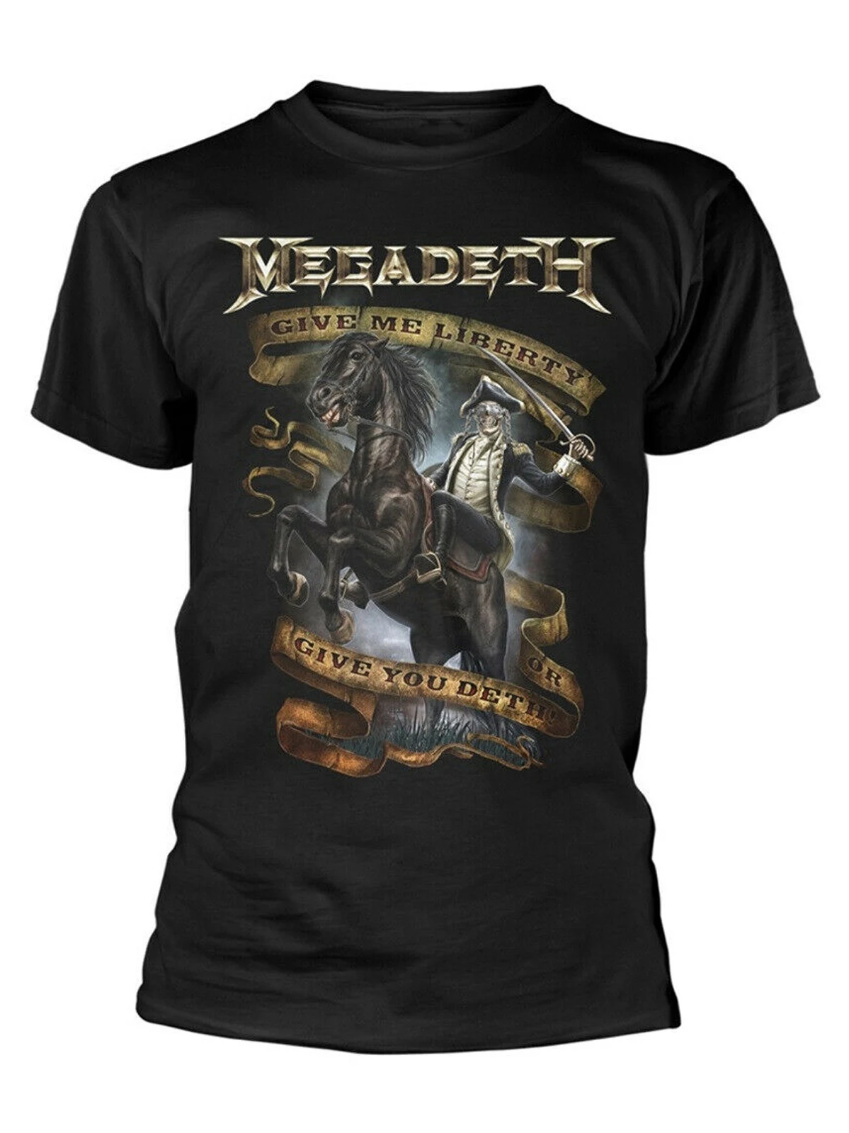 Give Me Liberty or Give You Deth. Thrash Metal Band Music Album Free Knight T Shirt New 100% Cotton Short Sleeve O-Neck T-shirt