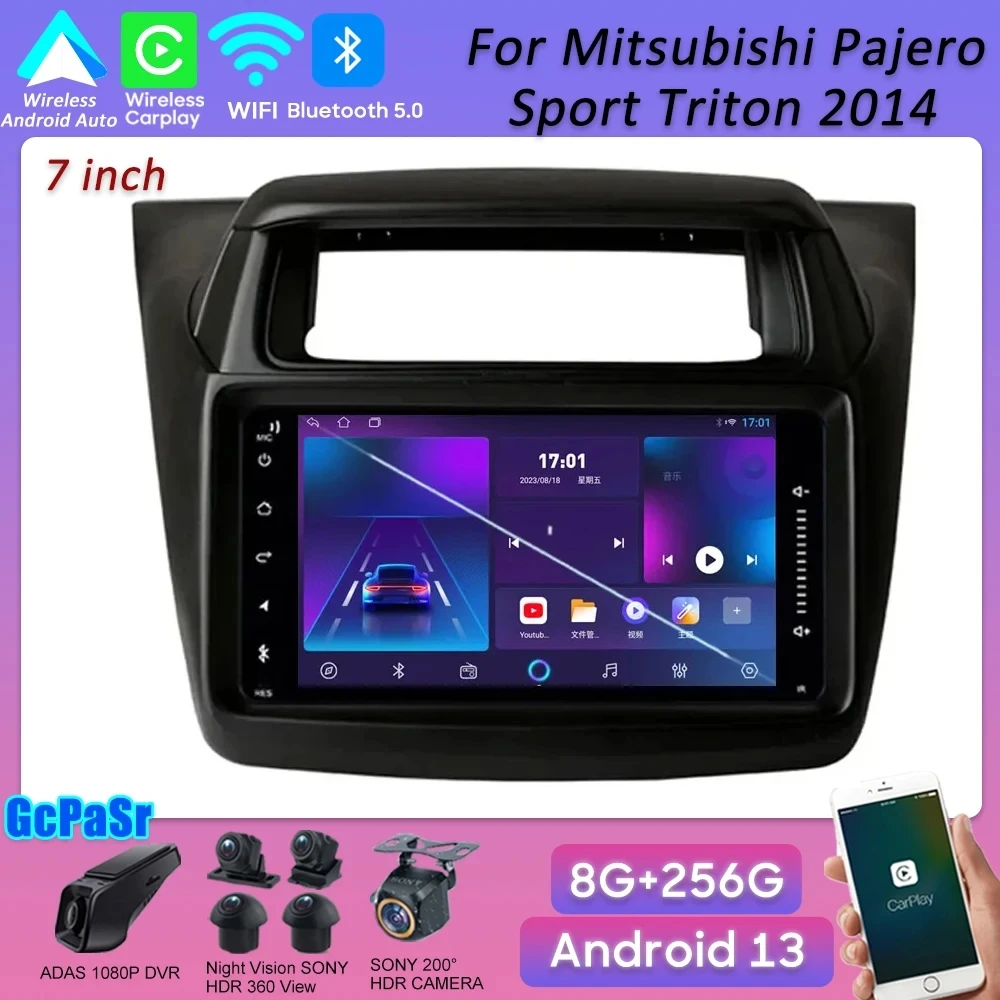 

7-дюймовый автомобильный Android для Mitsubishi Pajero Sport Triton 2014 Android авто беспроводной Android Авто Carplay No 2din DVD Bluetooth DSP