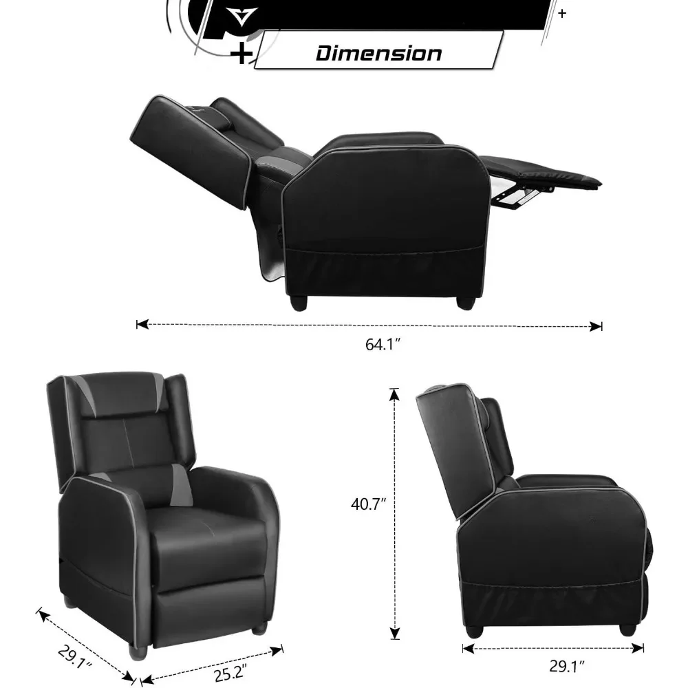 Kursi Kursi Gaming – Sofa Kulit PU Tunggal Gaya Balap, Kursi Ergonomis Modern untuk Ruang Tamu & Home Theater