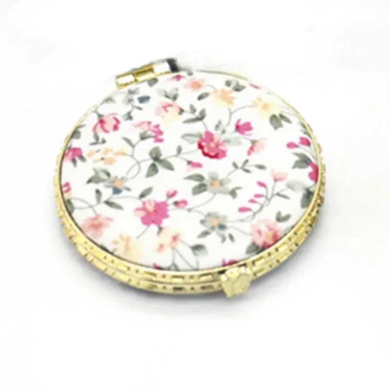 Espejo Floral de bolsillo para mujer, Mini maquillaje compacto portátil, espejo de maquillaje plegable de dos lados, maquillaje cosmético Vintage para regalo