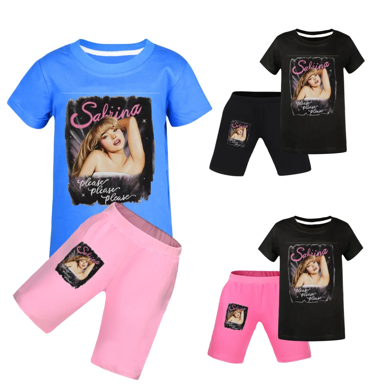 

Kids Clothes Summer Baby Girls Sabrina Carpenter T-shirt+Short Pants Suit Boys Casual Sport Tops Set Child Clothes3765