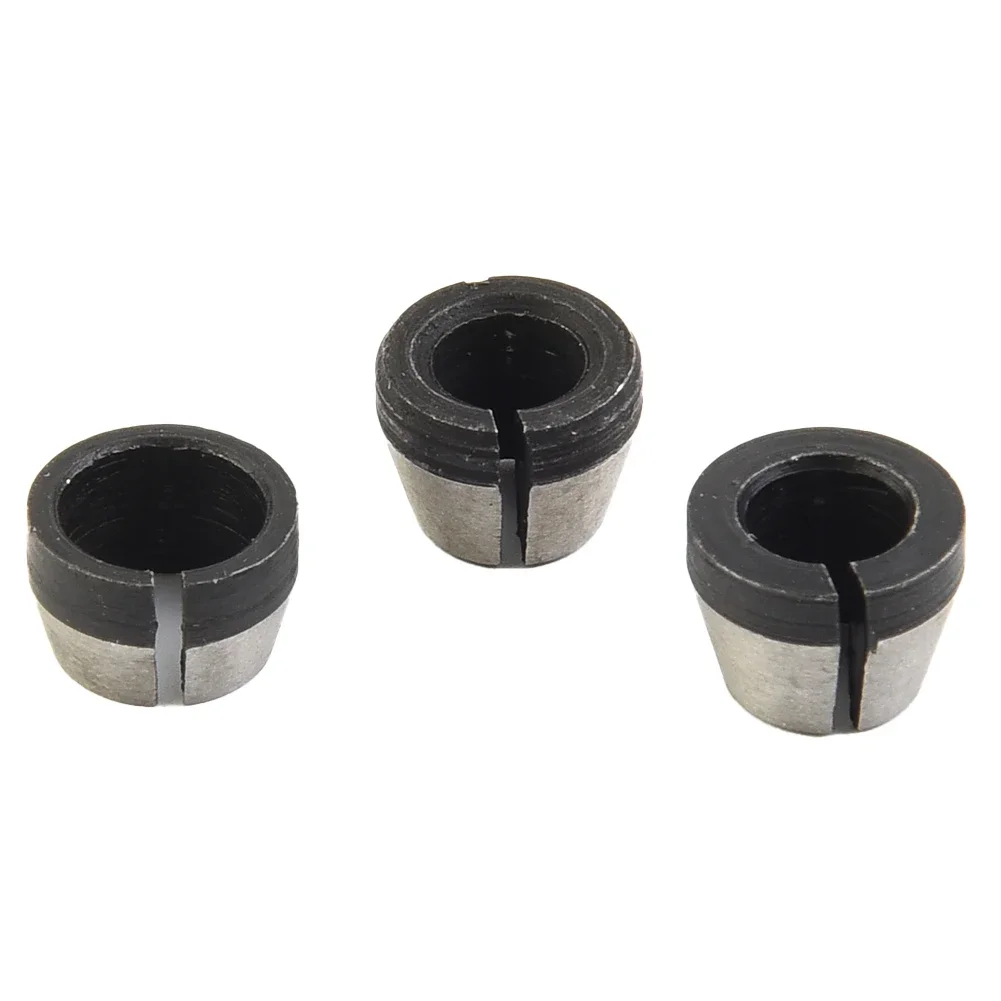 3pcs Collet Chuck Adapter Split Bushing Converters 6/6.35/8mm For Engraving Machine Wood Router Replacement Electric Trimmer