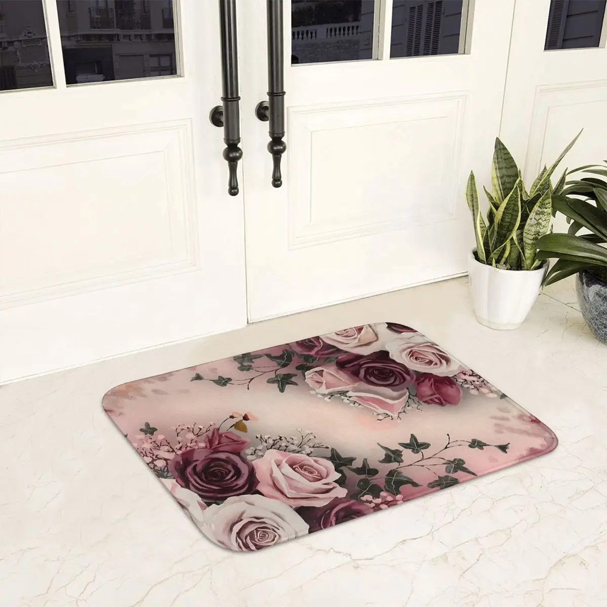 

Противоскользящий коврик с принтом сладкой розы, напольный коврик, впитывающий коврик, ковер для кухни, входа, ванной комнаты, гостиной, коврики для ног