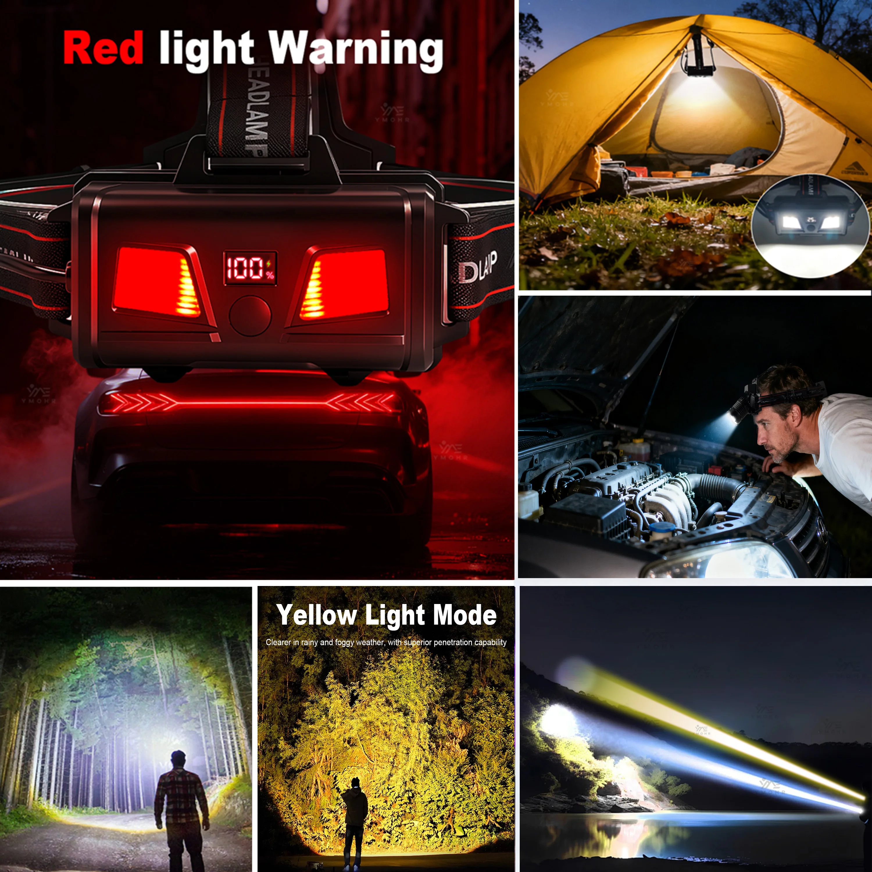 Potente linterna frontal LED superbrillante, linternas de cabeza recargables 18650, lámpara de cabeza de alta potencia, luz Led de cabeza impermeable