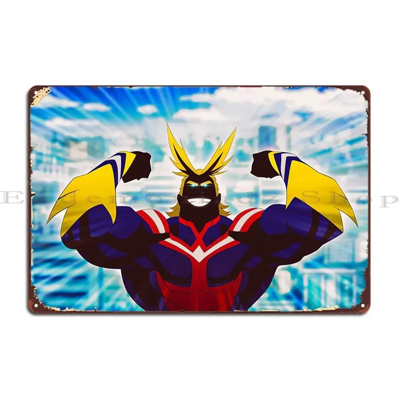 All Might Metal Plaque Poster Retro Cinema Cave Customized Living Room Tin Sign Poster