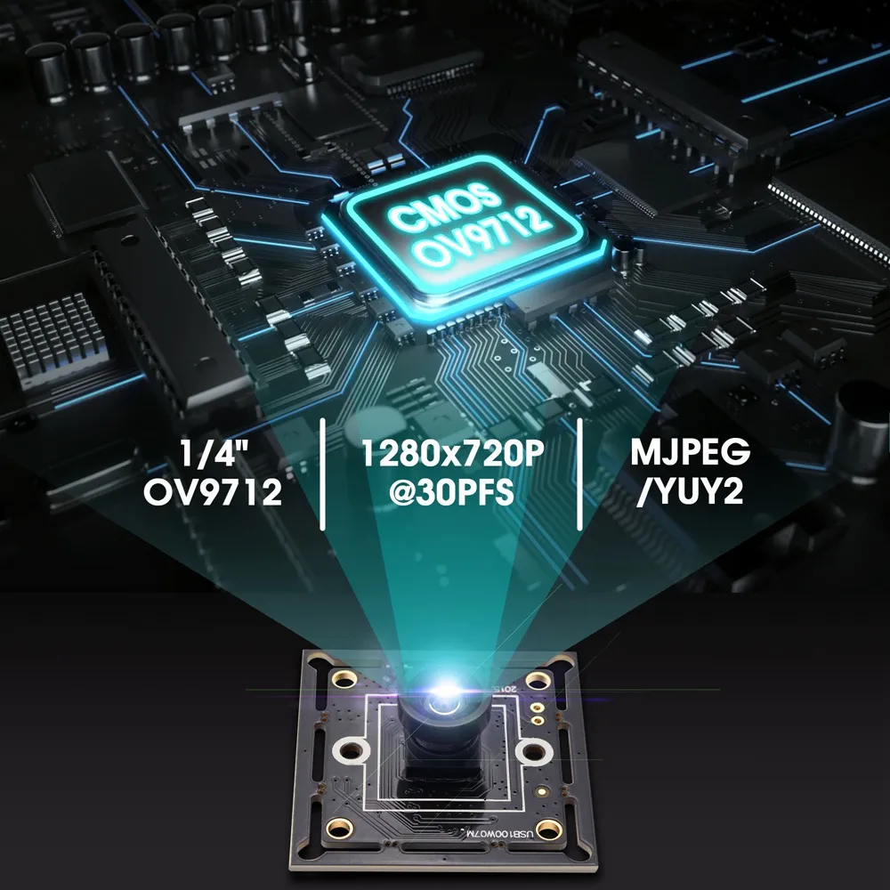 ELP 720P Module de caméra USB haute vitesse 60FPS CMOS OV9712 Webcam 1MP Mini caméra grand Angle avec objectif M7 45/100/120 degrés pour PC