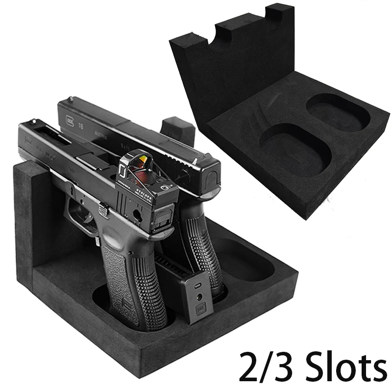 2/3 Yuvası Tabanca Rafı Tabanca Standı Kendinden yapışkanlı Köpük Airsoft Silah Desteği Tabanca Depolama Ekran Tutucu Glock Dergisi Organizatör