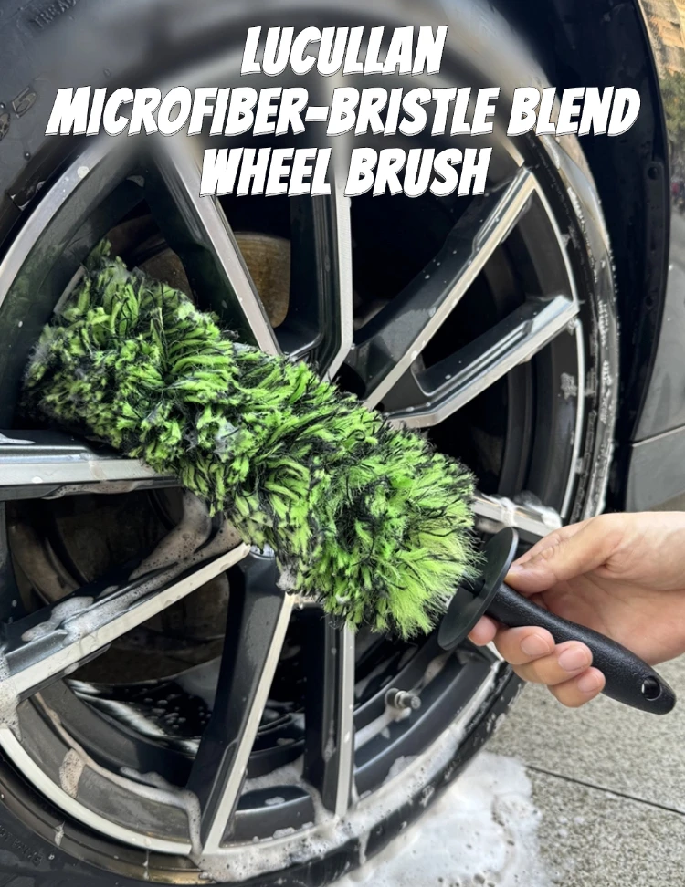 Lucullan 18" Mikrofaser-Borsten-Mischung Felgenbürsten Dichte Spritzwassergeschützte Biegbare Auto-Felgen-Detailreinigungsbürste – Detail 1