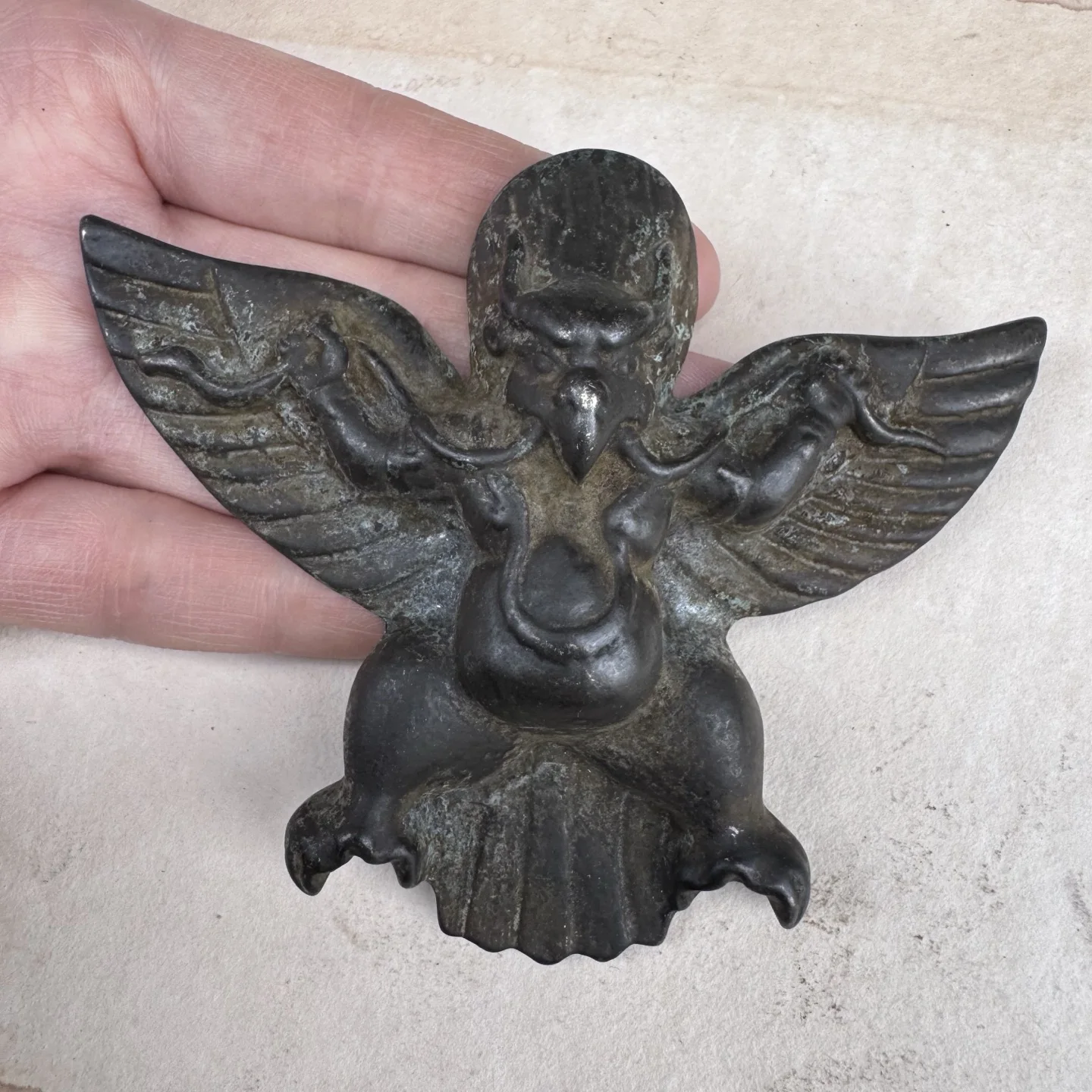 

China Old Lima copper patina Tibetan culture Dapeng bird pendant retro waist tag