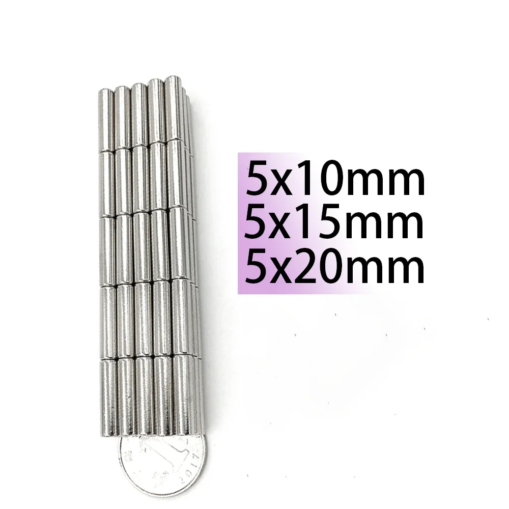 

N35 5x10 5x15 5x20 Round Magnet Super Powerful Middle Neodymium 5*20 5*10 5*15 Magnets For Door Search Magnetic Fridge