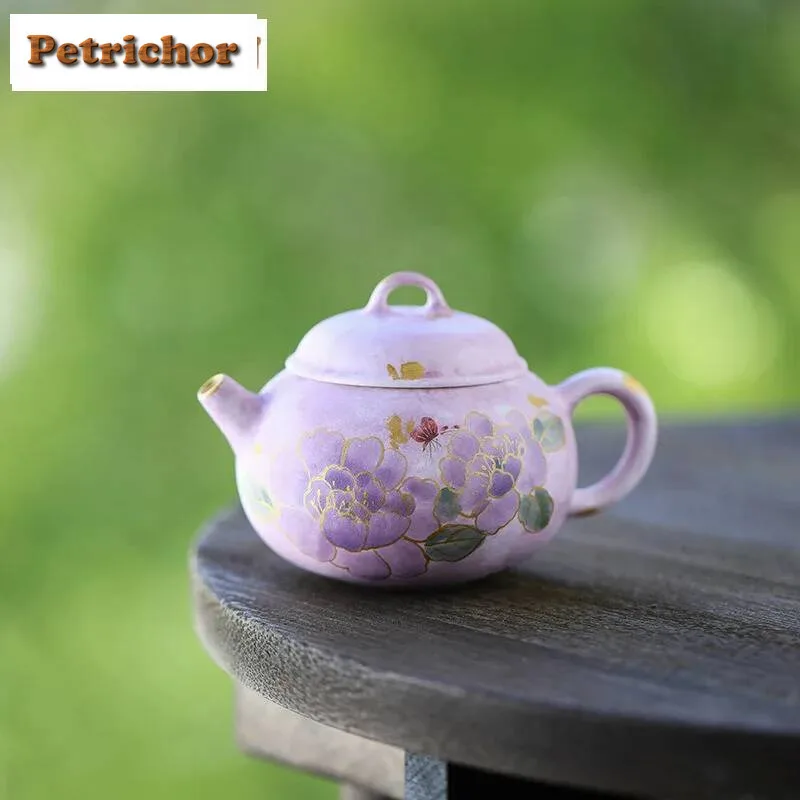 

170 мл ручная роспись фиолетового золота пион чайник бутик заварочный горшок чайник чайник с фильтром принадлежности для кафе украшения
