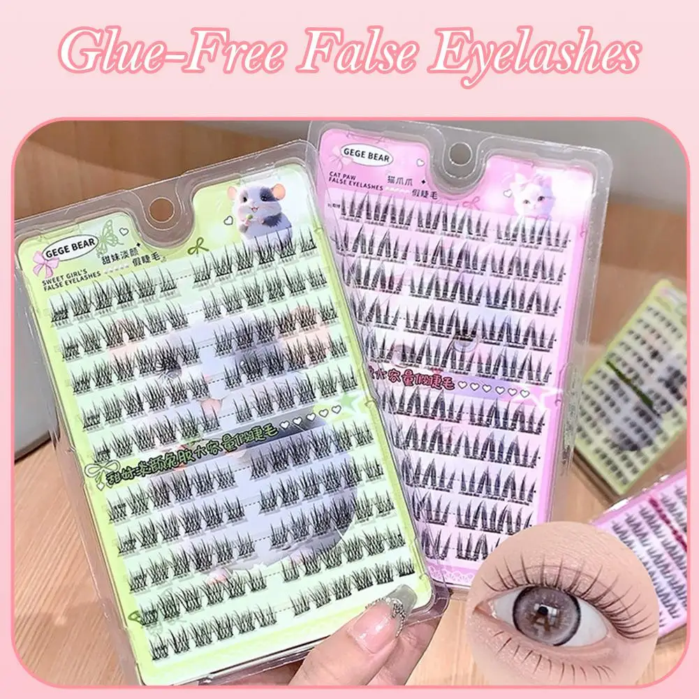 Kleberfreie, segmentierte Wimpern, Cluster-Kunstwimpern, natürliche, selbstklebende Manga-Wimpern für das tägliche Augen-Make-up