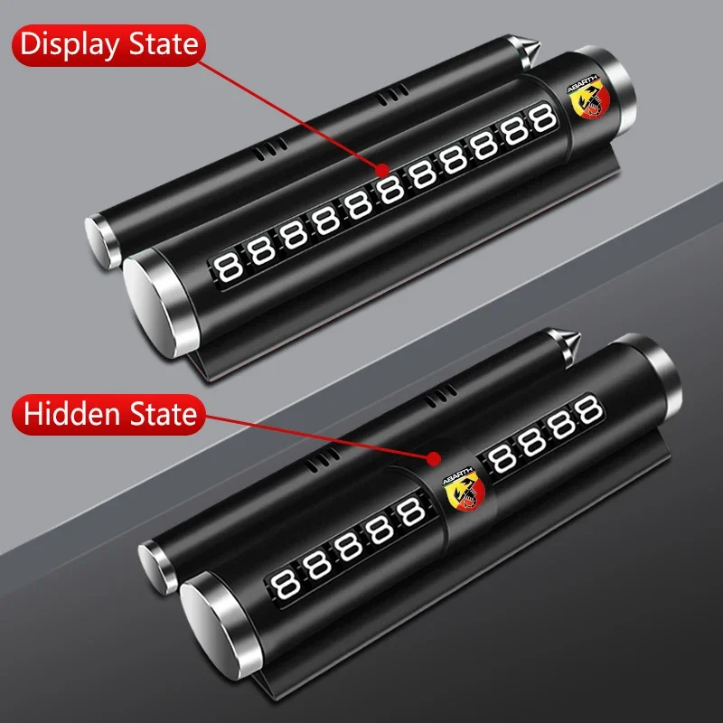 1PCS Metal Car Temporary Parking Card Rotatable Phone Number Plate For Abarth Alfa Romeo Honda Jaguar Ford JEEP Acura Subaru - view 6