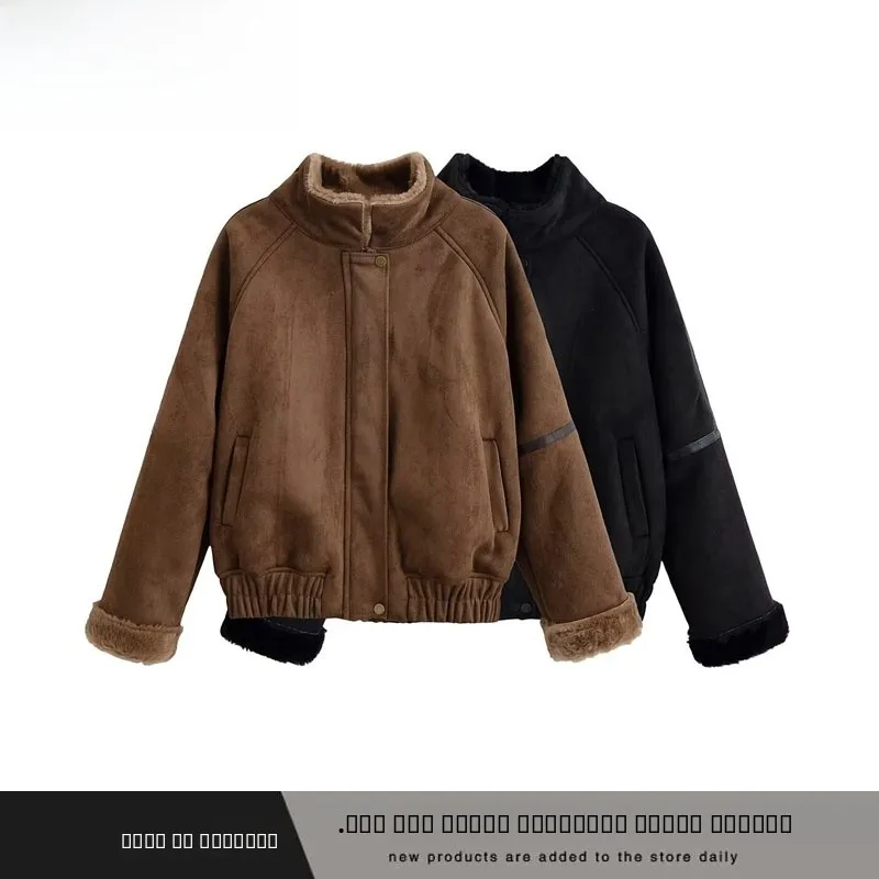 Faionable Thiened Pelle scamosciata Jaet Donna Autunno Inverno Nuovo arrivo ZR Sle Intercato Cappotto di pelliccia in pelle Versatile Sli