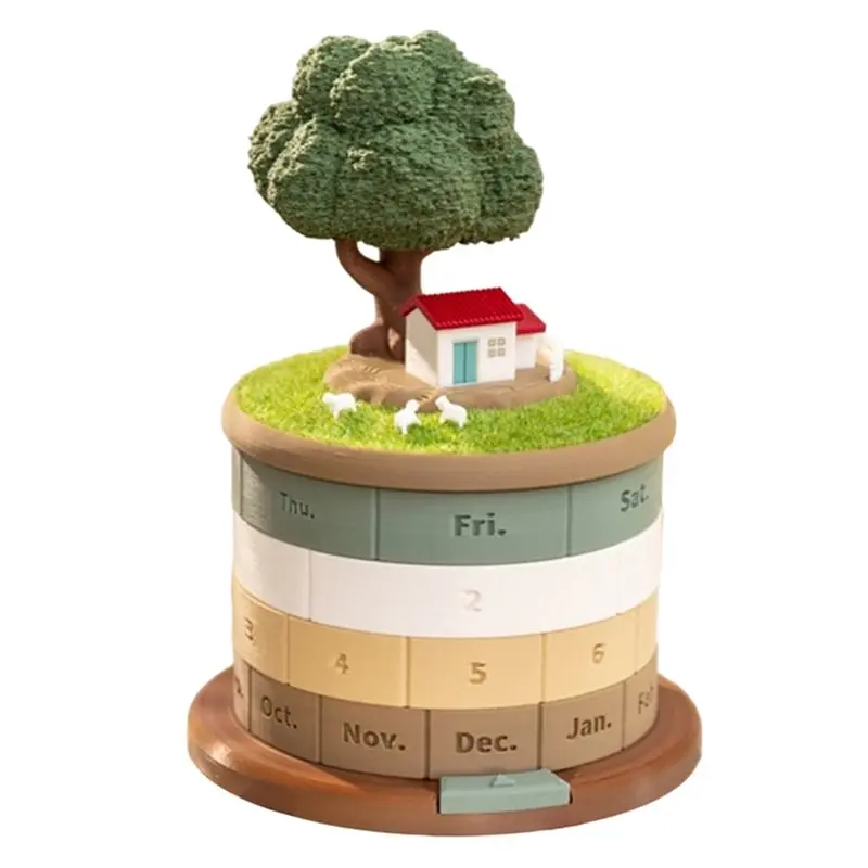 

A76X-вращающийся календарь, милый мини-настольный органайзер, орнамент, чистящая палочка для хранения, домашний декор, рождественские подарки