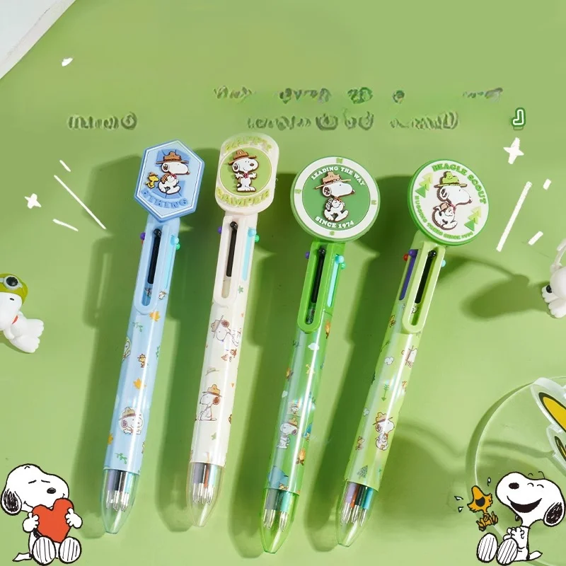 New Snoopy Series Soft Rubber Patch Student Six Color Pen Cute Office Multi-Color Pen Press Type Color Pen Kids Birthday Gifts