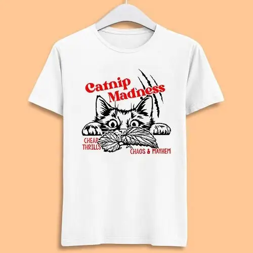 Catnip Madness Cat Pet Lover Meme Design Cool Music Fashion Top Retro T Shirt 7195