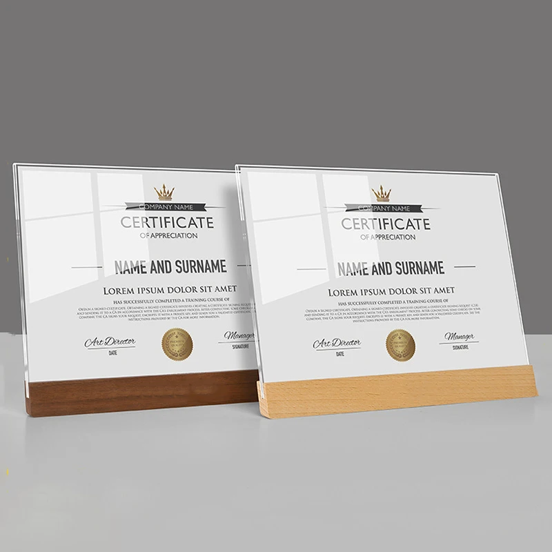 

Acrylic A4 Honor Certificate Display Frame High-Quality Advertisements Achievement Showcase Versatile Display Frame Card Holder