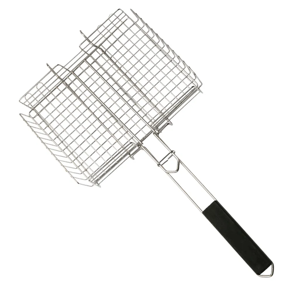 

Stainless Steel Barbecue Grill Grilling Net Portable Outdoor Camping Iron Plating Wood Material Durable High Temperature