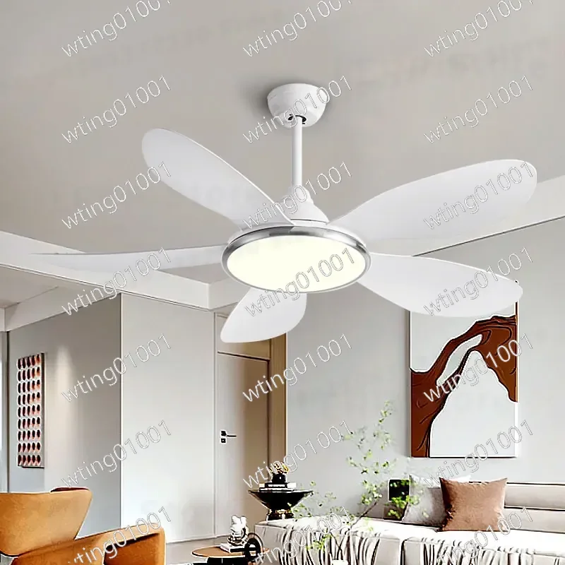 for Wood Grain 5 Blade Ceiling Fan Light Large Size Living Room Commercial Use Simple European Style Frequency Conversion