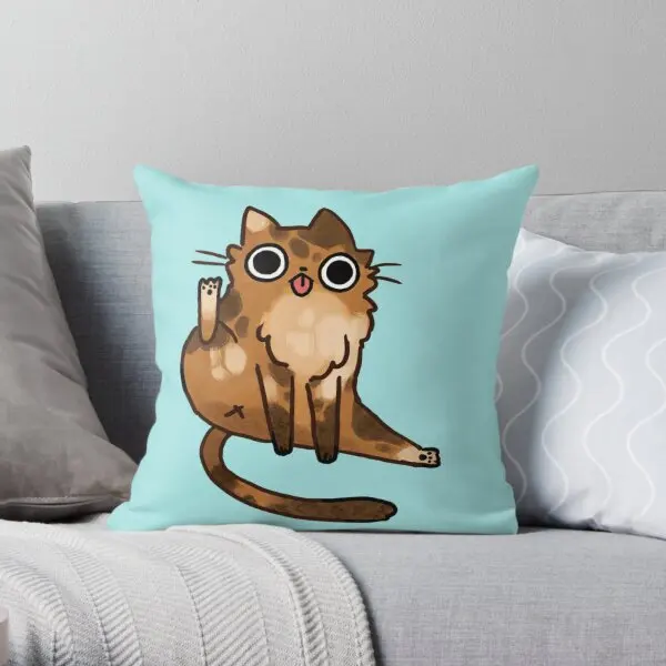 Cat Licking His Butt  Printing Throw Pillow Cover Home Soft Waist Cushion Square Sofa Decorative Pillows not include One Side