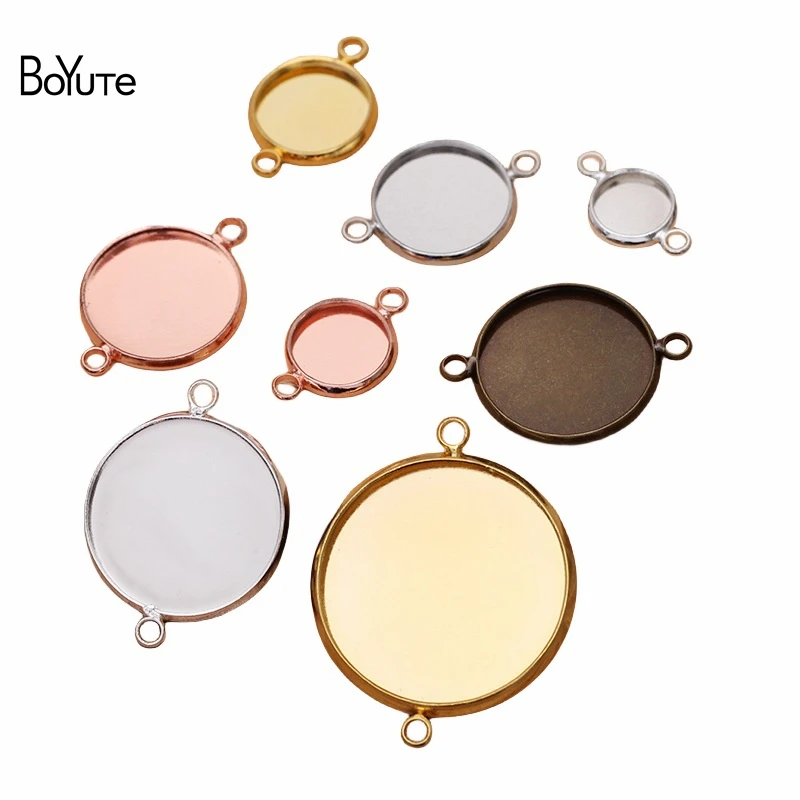 BoYuTe (50 Pieces/Lot) Fit 8-10-12-14-16-18-20MM Cabochon Blank Tray Settings Diy Handmade Pendant Base with 2 Loops