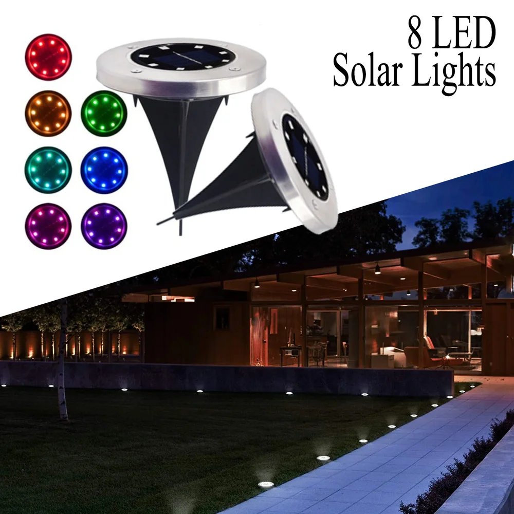 

12 Pcs Solar Lawn Lamp Multi-use Solar Powered Ground 8LED Solar Lights for Outdoor Pathway Yard Decorative Walkway Patio Decor