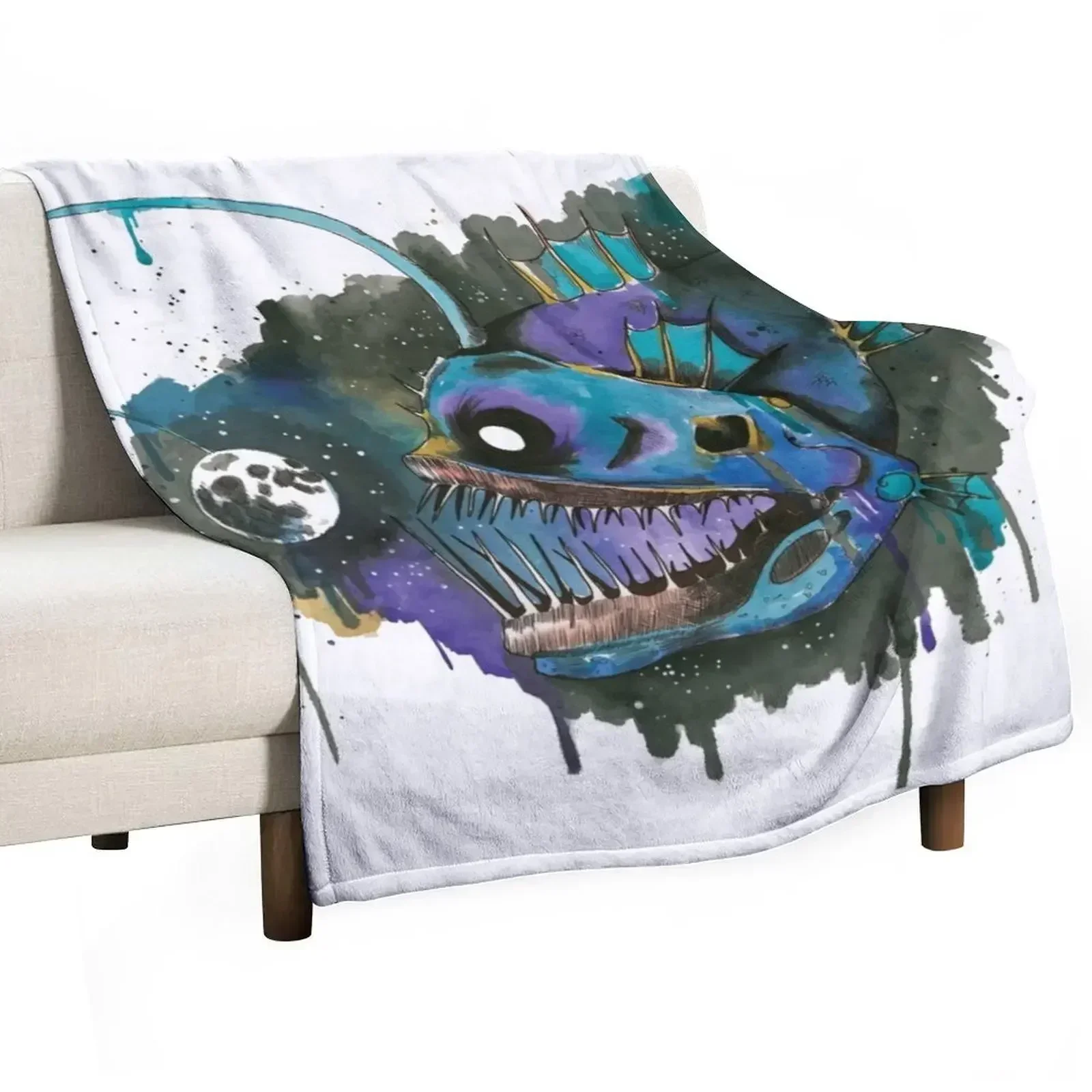 anglerfish Throw Blanket Picnic For Decorative Sofa Bed covers Flannels Decoratives Stuffeds Blankets