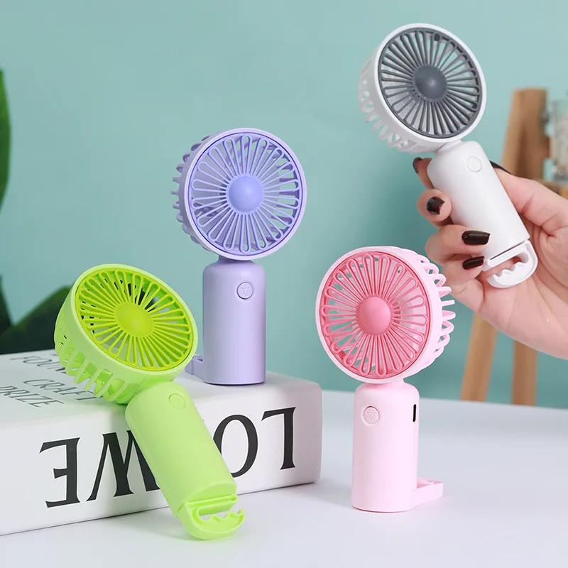 2026 New Cute Portable Handheld Small Fan Charging Mini USB Three Electric Fan Gift Cross-Border Logo Low Noise 45-50dBA Lithium