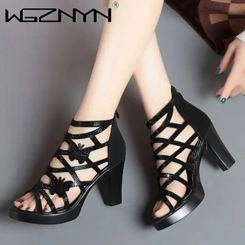 New Summer Open Toe Sandals Bright Rhinestone Microfiber Women Shoes Fashion Gladiator Sandals Boots Roman Crystal Wedding Shoes