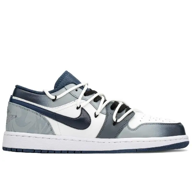 【Customize】Air Jordan 1 Vintage Basketball Shoes Men Low-top Blue Sneakers shoes 553558-414