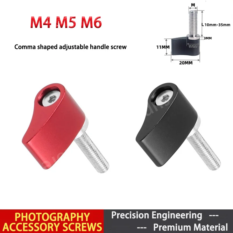 

1Pcs Aluminum Alloy Small Angle Adjustable Handle Screw Comma Shaped Short Handle Adjustment Fixed Handle M4 M5 M6 1/4