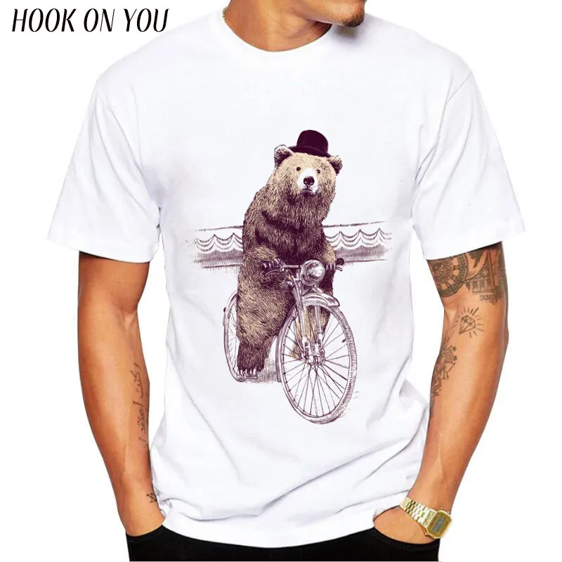 

Новая летняя футболка с коротким рукавом для мужчин и женщин с креативным принтом в виде медведя, Европа и США