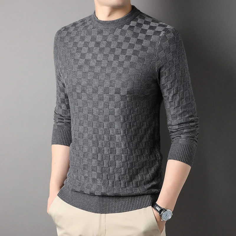 

Top Grade New Fashion Brand Knit Pullover Plain Trendy Mens 2023 Luxury Designer Jumper Korean Plaid Sweater Casual Men Clothing