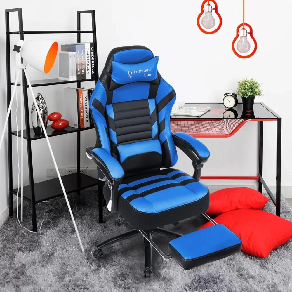 400LBS Gaming Chair with Footrest Massage Gaming Chair Memory Foam Adjustable Tilt Back Angle Gaming Chair