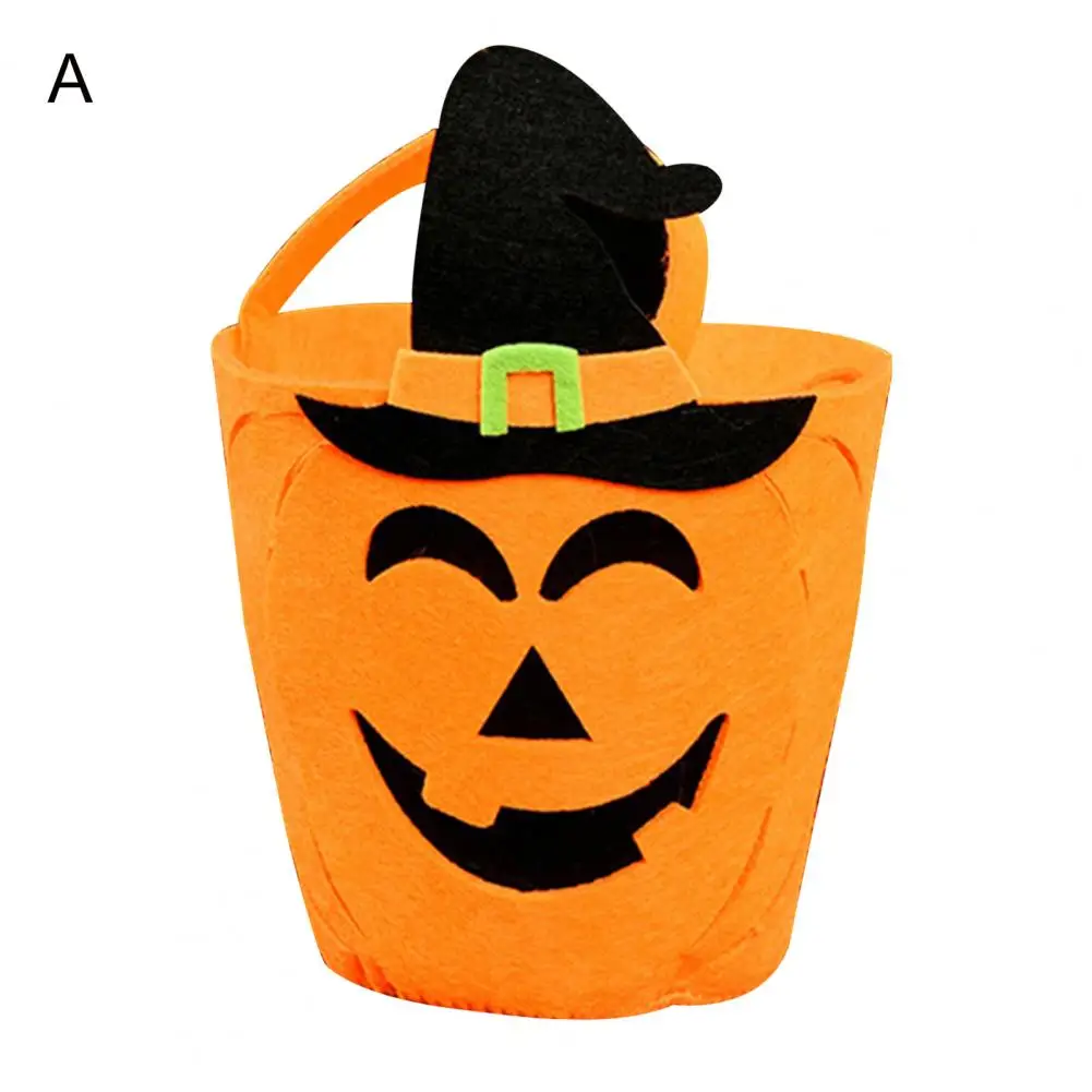 Lightweight Halloween Candy Bags Reusable Pumpkin Canvas Candy Tote Bag for Halloween Parties Collapsible Trick or Treat Bucket