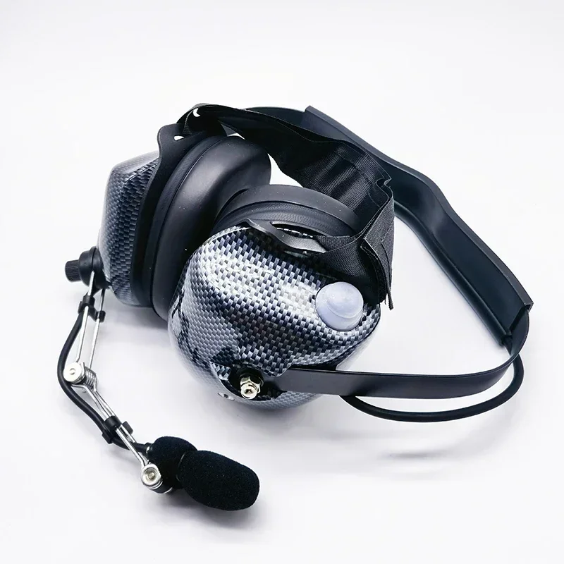 탄소 섬유 U174 파일럿 헤드셋 ‎ H41-CF 항공 헬리콥터 헤드폰, 레이싱 라디오용 머리 뒤에 능동형 소음 제거